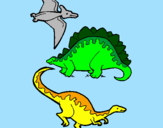 Desenho Três classes de dinossauros pintado por Rian Bosco