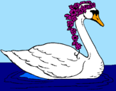 Desenho Cisne com flores pintado por bia