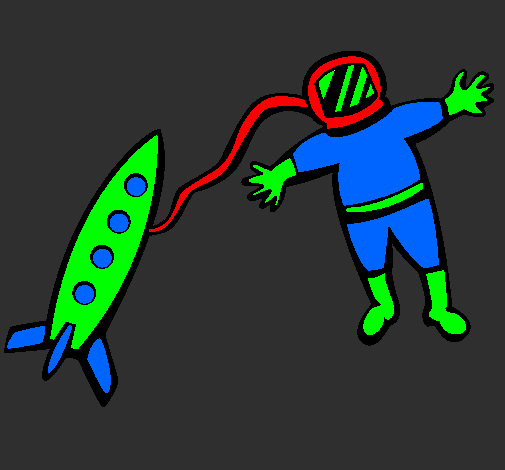 Desenho Foguete e astronauta pintado por 0-00-0ellip~´0-0