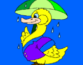 Desenho Pato sob a chuva pintado por marie