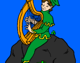 Desenho Duende a tocar harpa pintado por fgj