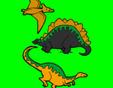 Desenho Três classes de dinossauros pintado por  lipe
