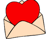 Desenho Coração num envelope pintado por kika