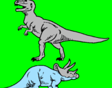 Desenho Tricerátopo e tiranossauro rex pintado por  peve oliveira
