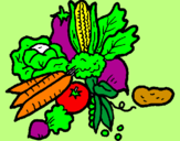Desenho verduras pintado por Martim