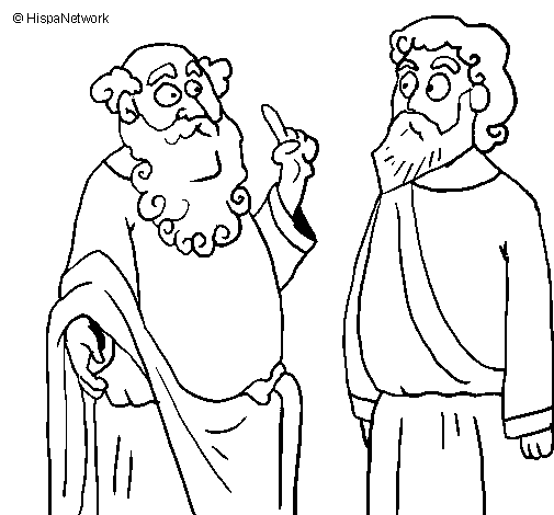 Desenho Sócrates e Platão pintado por CIENARA