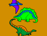 Desenho Três classes de dinossauros pintado por GABRIEL