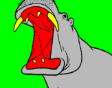 Desenho Hipopótamo com a boca aberta pintado por weila  