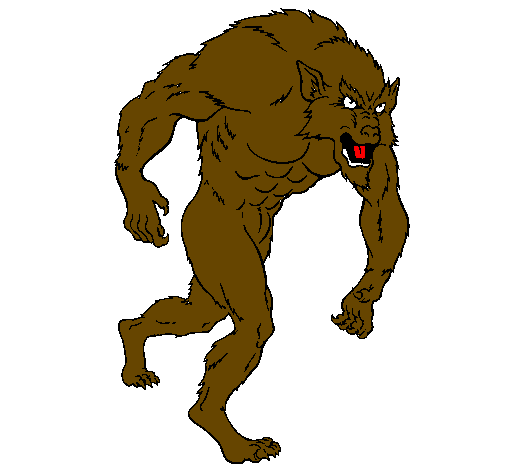 Desenho Homem lobo pintado por lobisome