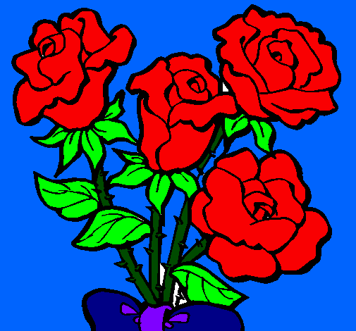 Desenho Ramo de rosas pintado por prmos