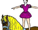 Desenho Trapezista em cima do cavalo pintado por sandi