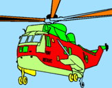 Desenho Helicoptero de resgate pintado por carro de bombeiro