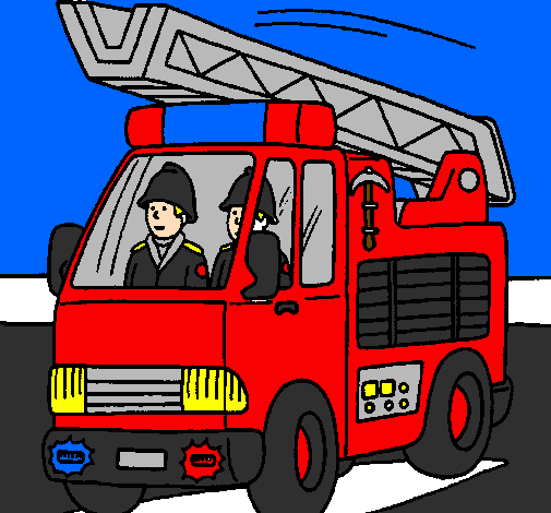 Desenho Carro de Bombeiros pintado por caminhao de bombeiro