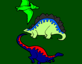 Desenho Três classes de dinossauros pintado por jhuan