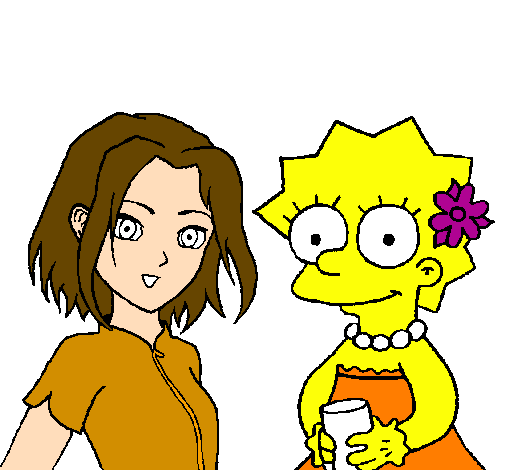 Desenho Sakura e Lisa pintado por João