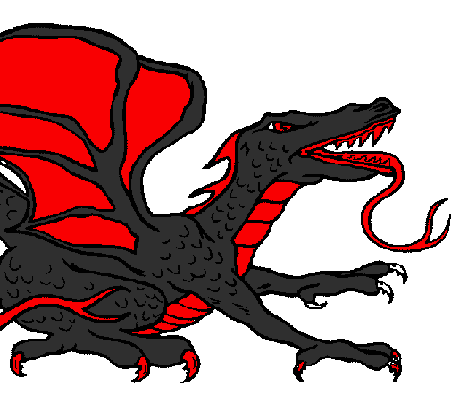 Desenho Dragão réptil pintado por dragão negro