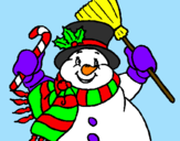 Desenho Boneco de neve com cachecol pintado por clara