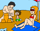 Desenho Família férias pintado por gabriel arruda