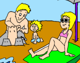Desenho Família férias pintado por luiz eduardo
