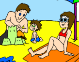 Desenho Família férias pintado por nicole