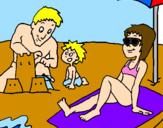 Desenho Família férias pintado por laura