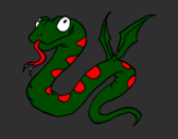Desenho Serpente com asas pintado por cobra montro