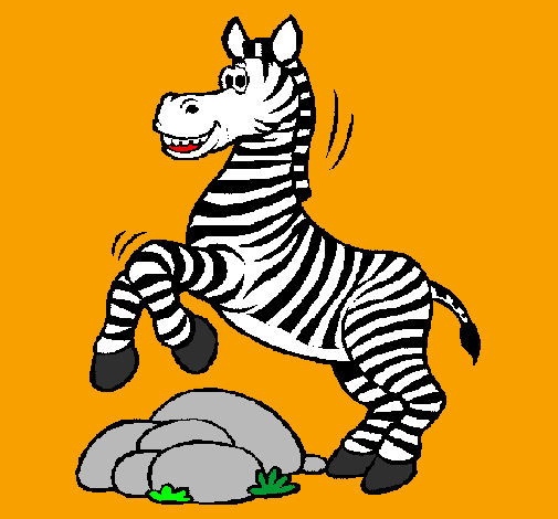 Desenho Zebra a saltar pedras pintado por Erika