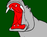 Desenho Hipopótamo com a boca aberta pintado por anónimo