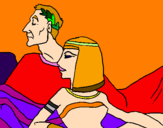 Desenho César e Cleopatra pintado por Ines e Maria