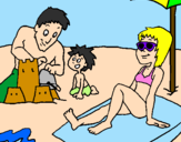 Desenho Família férias pintado por jasmim