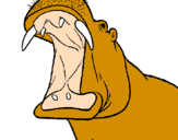 Desenho Hipopótamo com a boca aberta pintado por Elis