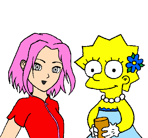 Desenho Sakura e Lisa pintado por Francielle