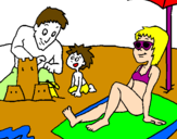 Desenho Família férias pintado por danielli