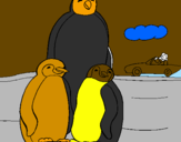 Desenho Familia pinguins pintado por gabriel moraes