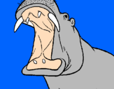 Desenho Hipopótamo com a boca aberta pintado por Luis Felipe Paoli 5 anos