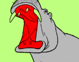 Desenho Hipopótamo com a boca aberta pintado por espinosauro