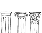 Desenho Capitel dórico, iónico e corintio pintado por ana