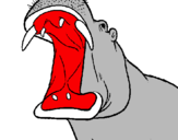 Desenho Hipopótamo com a boca aberta pintado por elasga