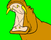Desenho Hipopótamo com a boca aberta pintado por PEDRO