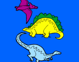 Desenho Três classes de dinossauros pintado por matheus