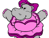 Desenho Hipopótamo com laço pintado por Juelli