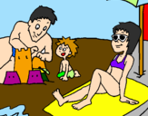 Desenho Família férias pintado por leticia
