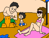Desenho Família férias pintado por heloisa