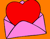 Desenho Coração num envelope pintado por mimi