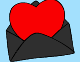 Desenho Coração num envelope pintado por Flaviane