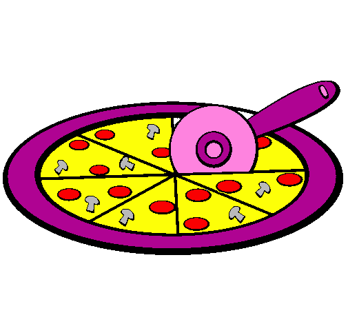 Desenho Pizza pintado por thais e caua