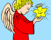 Desenho Anjo e estrela pintado por diogo fernandes