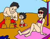 Desenho Família férias pintado por Ágatha