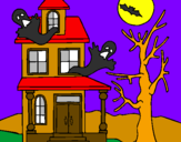 Desenho Casa do terror pintado por Linda