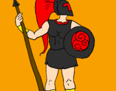 Desenho Guerreiro troiano pintado por cavalo de tro